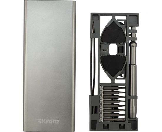 Отвертка с битами для точных работ KRANZ RA-04, сталь S2, 24 предмета KR-12-4754 