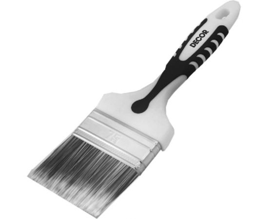 Кисть DECOR Black White PREMIUM универсальная, 100x15мм, серебристая щетина, 2К ручка 860-100 11607154 