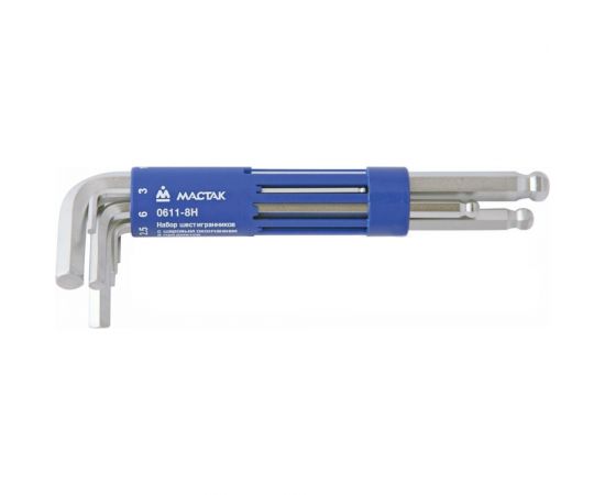Набор Г-образных шестигранников 2-10мм, 8шт МАСТАК 0611-8HB 
