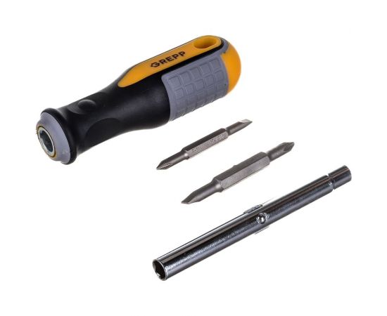 Реверсивная отвертка 6в1 Ladina GREPP SL5/PH1, SL6/PH2, CrV, трехкомпонентная рукоятка 201-025 