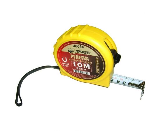 Рулетка SKRAB 10м/25мм авто магнит, желтая 40034 