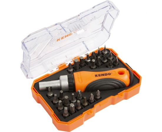 Реверсивная отвертка с набором бит KENDO 26 предметов 20665 