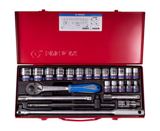 Набор головок с принадлежностями KING TONY 1/2"", шестигранные, 10-32 мм, 24 предмета 4324MR – изображение 2