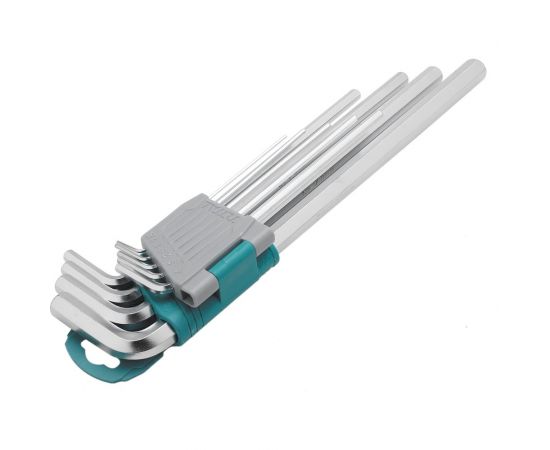 Набор удлиненных имбусовых ключей TOTAL HEX 1.5-10 мм 9 шт. THT106192 – изображение 2