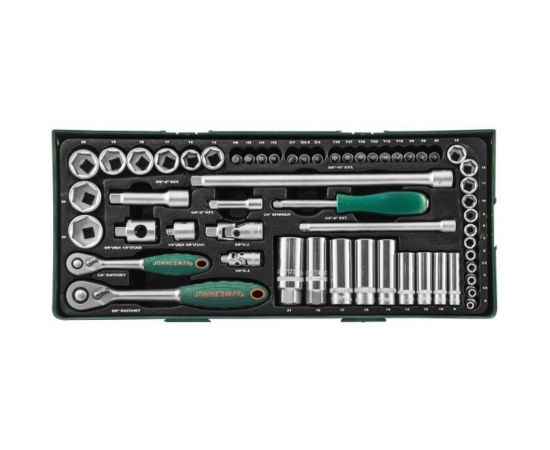 Набор торцевых головок 1/4" и 3/8"DR 57 предметов (ложемент) Jonnesway S04H3157ST (S04H3157SP) – изображение 2