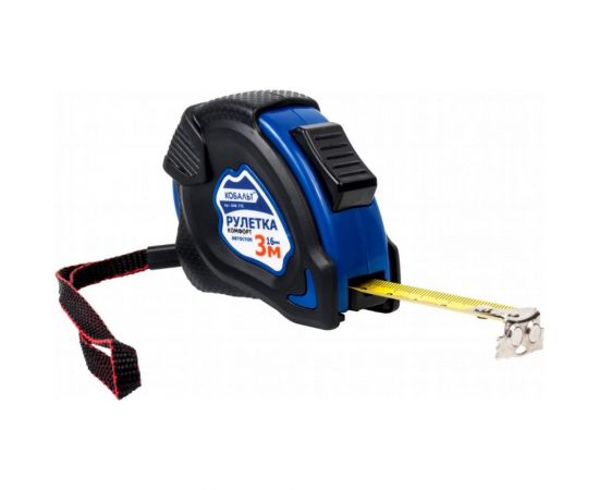 Рулетка Комфорт (3м x 16мм) обрезиненный корпус КОБАЛЬТ 646-775 – изображение 2