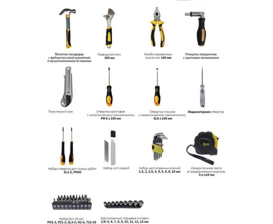 Универсальный набор инструментов URM Technic 50 предметов, в кейсе HT0102 – изображение 3