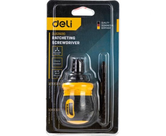 Двухсторонняя отвертка DELI DL626010 с трещоткой, PH2+SL6x85 мм 98381 – изображение 4