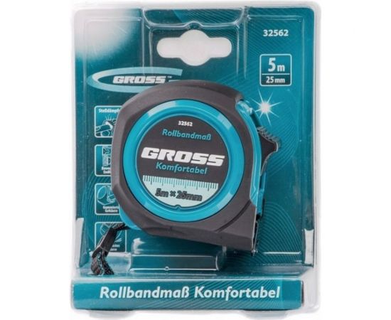 Рулетка Komfortabel, 5 м х 25 мм обрезиненный корпус GROSS 32562 – изображение 4