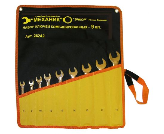 Набор комбинированных ключей 9шт в чехле Энкор 26242 