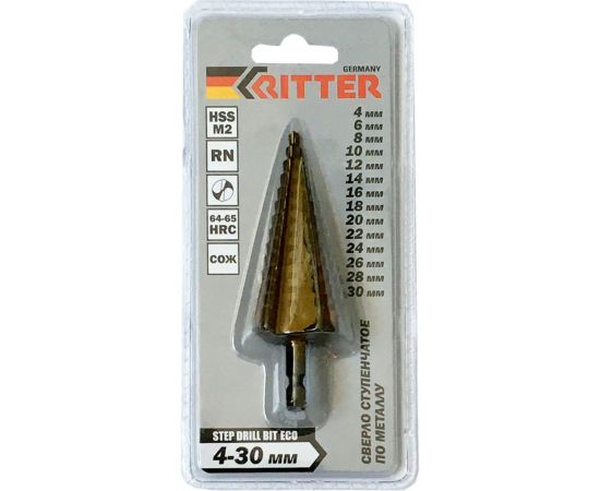 Сверло ступенчатое по металлу (4-30 мм; HSS M2) RITTER PS14204300 