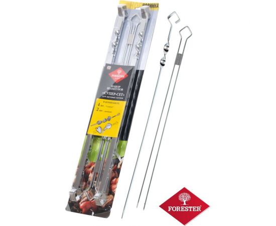 Набор шампуров Forester Супер-СЕТ, для крупных кусков, 4 шампура ""слона"" + 2 двойных RZ-600WUB – изображение 11