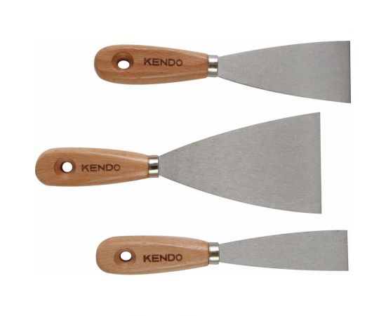 Набор скребков KENDO с деревянной ручкой, 3шт 45121 – изображение 2