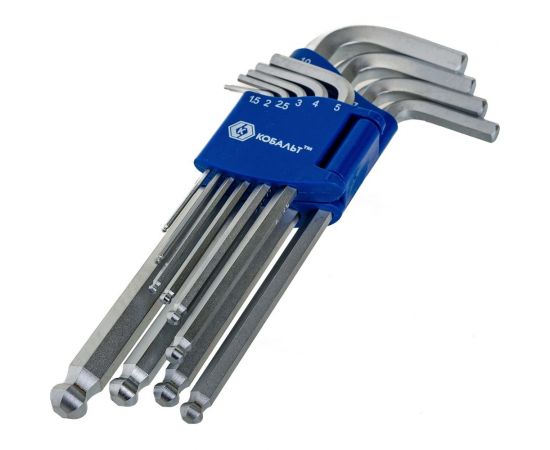 Набор ключей угловых шестигранных с шаром Cr-V 10 шт. блистер КОБАЛЬТ 020402-10 – изображение 2