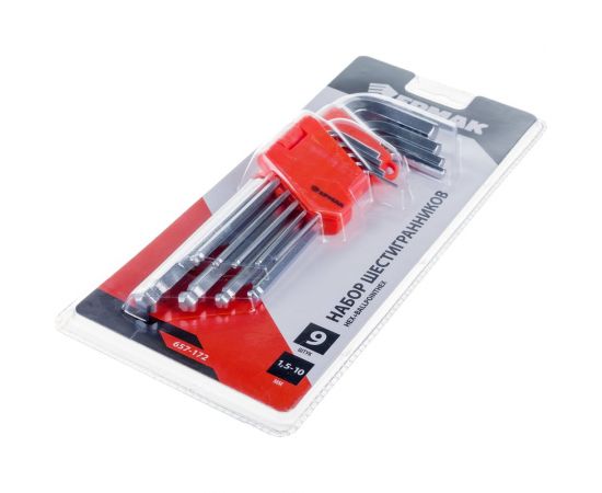 Набор шестигранников ЕРМАК HEX+BallpointHex, 9 шт (1.5-10мм), блистер, JF 2160A 657-172 – изображение 2