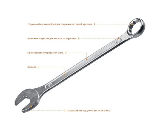 Комбинированный гаечный ключ СИБИН 27089-30 – изображение 2