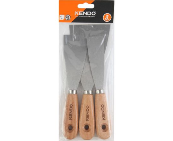 Набор скребков KENDO с деревянной ручкой, 3шт 45121 – изображение 3