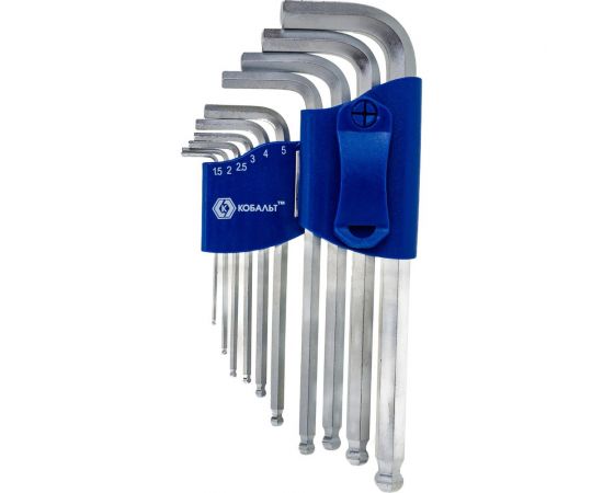 Набор ключей угловых шестигранных с шаром Cr-V 10 шт. блистер КОБАЛЬТ 020402-10 – изображение 4