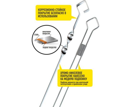 Набор шампуров Forester Супер-СЕТ, для крупных кусков, 4 шампура ""слона"" + 2 двойных RZ-600WUB – изображение 4