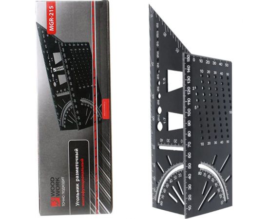 Многофункциональный разметочный V-образный угольник WOODWORK 215 мм, алюминиевый MGR-215 – изображение 4