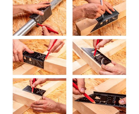 Многофункциональный разметочный V-образный угольник WOODWORK 215 мм, алюминиевый MGR-215 – изображение 6