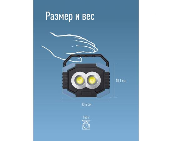 Фонарь светильник КОСМОС рабочая серия 4Вт COBLED+1ВтLED/2 линзы/3xAA/корпус ABS-пластик, KOS702B – изображение 7