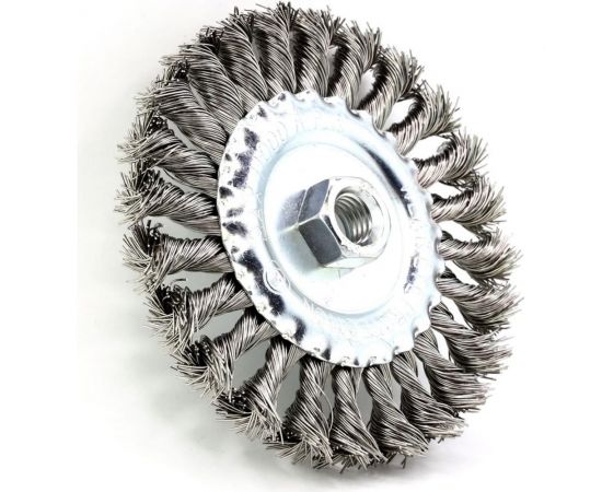 Щетка дисковая жгутовая 9-057 125 мм, М14, ворс жгутовая нержавеющая сталь 0.50 мм для УШМ ОСБОРН FW-DSS7 