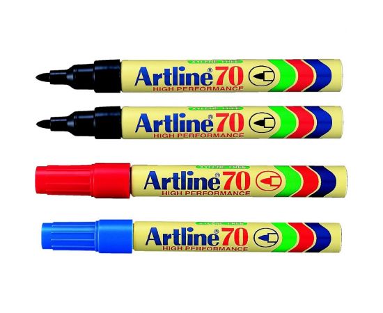 Набор перманентных заправляемых промышленных маркеров Artline 4 шт, 2-чёрных, 1-красный, 1-синий EK70-C4 