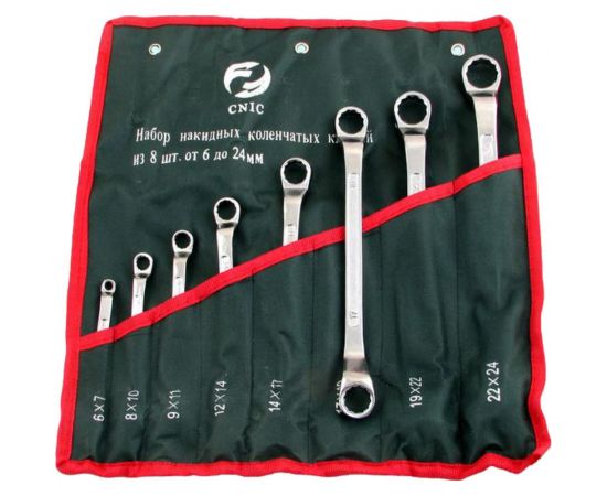 Набор ключей CNIC накидных из 8-ми шт. 6x7 - 22x24 в сумке хром TS-002 50075 