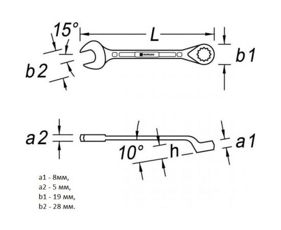 Комбинированный ключ NORGAU 12 мм 060223145 – изображение 2