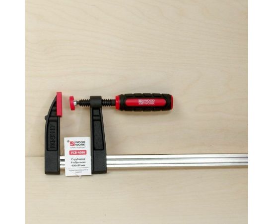 F-образная струбцина WOODWORK 400x80 мм, усилие прижима 270 кг DIN5117 FCB-4080 – изображение 2