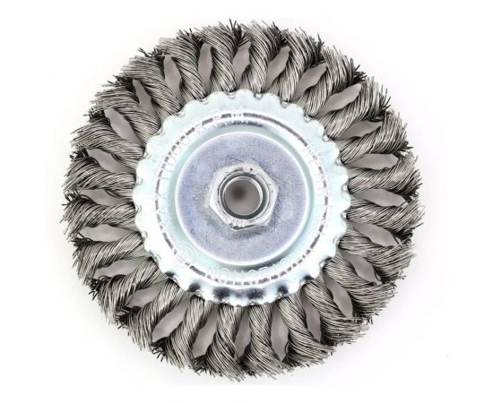 Щетка дисковая жгутовая 9-057 125 мм, М14, ворс жгутовая нержавеющая сталь 0.50 мм для УШМ ОСБОРН FW-DSS7 – изображение 2
