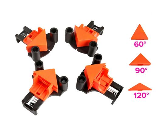 Набор 4-х зажимов WOODWORK для соединения под углом 60, 90 и 120°, пластик CLM-003 – изображение 3