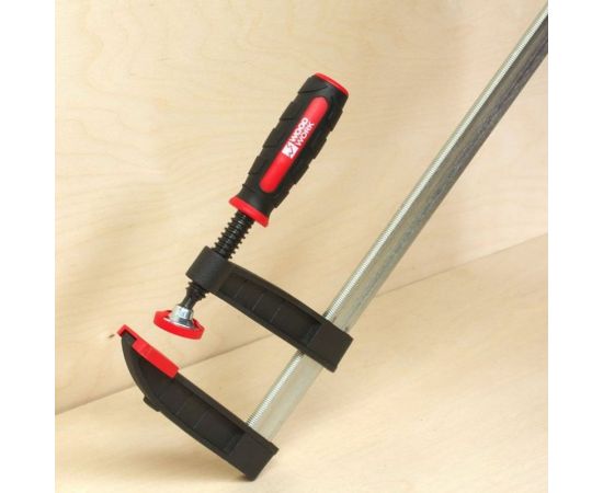 F-образная струбцина WOODWORK 400x80 мм, усилие прижима 270 кг DIN5117 FCB-4080 – изображение 3