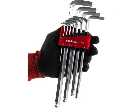 Набор длинных Г-образных ключей с шаром 1,5-12 мм, 11 предметов FORCE 5116XLB – изображение 3