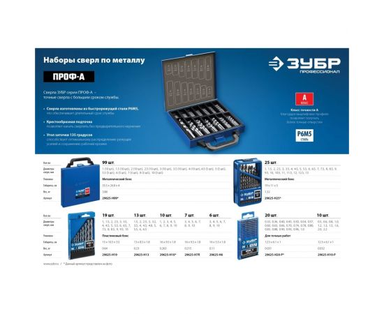 Набор сверл по металлу ЗУБР Проф-А 19 шт, 1-10 мм, сталь Р6М5 29625-H19 – изображение 4