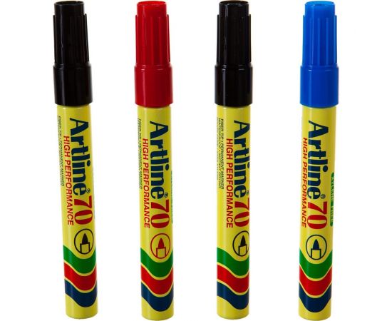 Набор перманентных заправляемых промышленных маркеров Artline 4 шт, 2-чёрных, 1-красный, 1-синий EK70-C4 – изображение 5