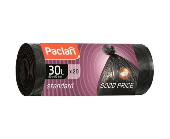 Мешки для мусора Paclan STANDART 30 л, 50х60 см, 20 шт. ПНД чер. 42000283 