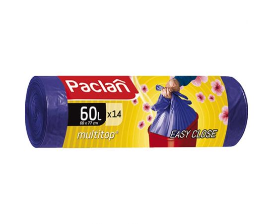 Мешки для мусора с ушками Multitop (14 шт; 77x60 см; 60 л; ПВД; 15 мкм; фиолетовые) Paclan 606328 
