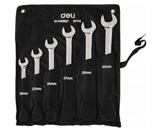 Набор комбинированных ключей с трещоткой DELI dl140106t трещотка, 50bv30, 72 зуба, чехол из ткани oxford, 6 шт. 104510 