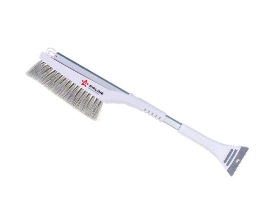 Щетка от снега и льда Airline с плоской телескопической рукояткой, с мягкой распушённой щетиной + скребок (60-88 см) AB-R-10R 