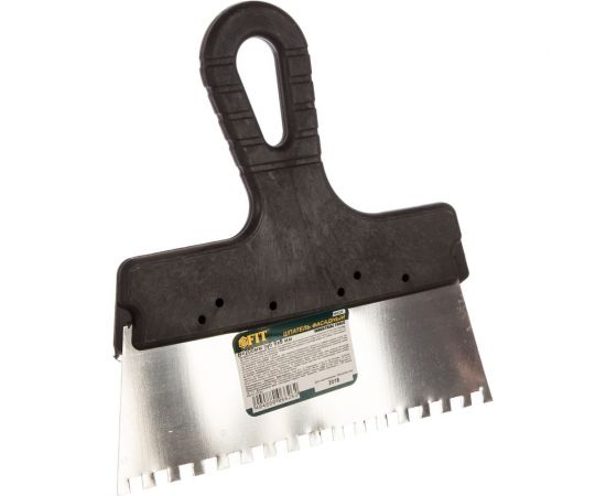 Фасадный нержавеющий зубчатый шпатель 200 мм, зуб 6 мм FIT 06626 