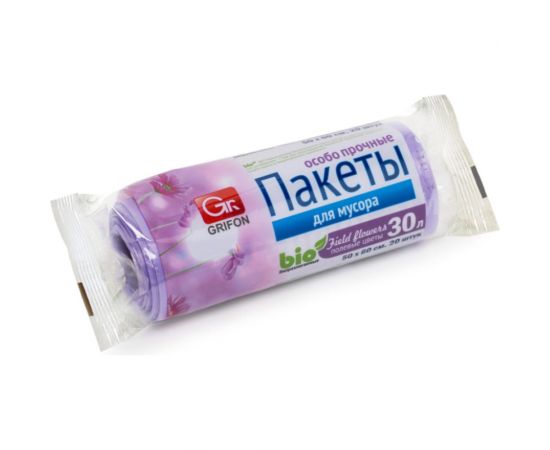Пакеты для мусора Полевые цветы, 30 л, 20 шт в рулоне GRIFON 100-034 