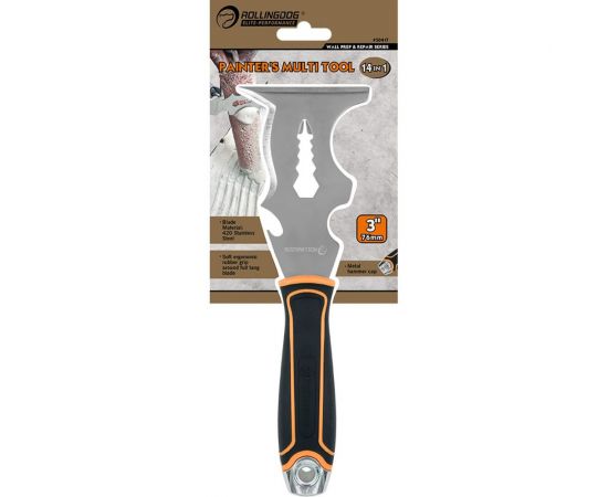Многофункциональный шпатель-скребок Rollingdog 14 в 1, нержавеющая сталь 420, наконечник-молоток 50417 – изображение 2