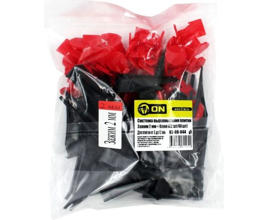 Система выравнивания плитки зажим 2 мм + клин, 40 шт/40 шт On 02-08-044 – изображение 3