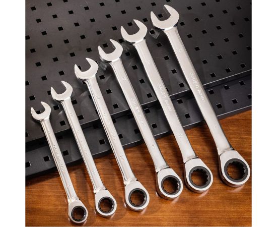 Набор комбинированных ключей с трещоткой DELI dl140106t трещотка, 50bv30, 72 зуба, чехол из ткани oxford, 6 шт. 104510 – изображение 3