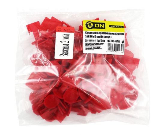 Система выравнивания плитки зажимы 2 мм, 100 шт уп. On 02-08-046 – изображение 3