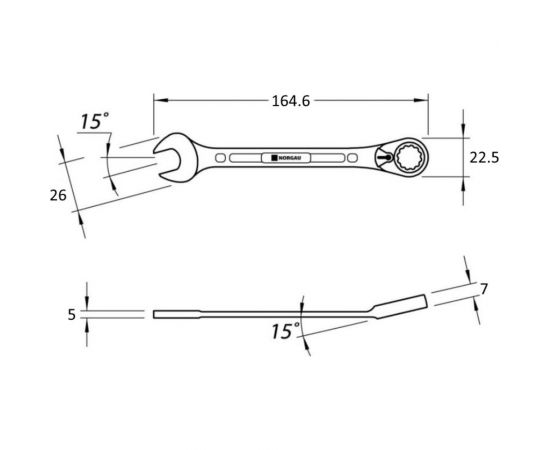 Комбинированный трещоточный ключ с переключателем NORGAU 11 мм 060249011 – изображение 4