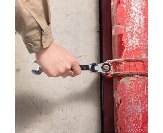 Набор комбинированных шарнирных ключей DELI с трещоткой 8 шт. DL140208T 98319 – изображение 9