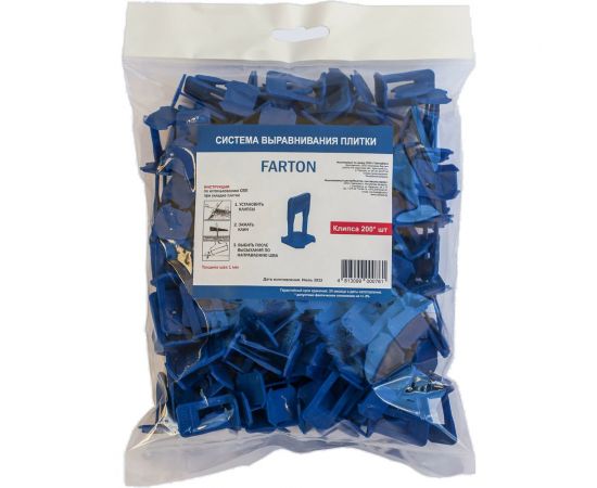 Система выравнивания плитки Клипса 200 шт, 1 мм Farton 100010 